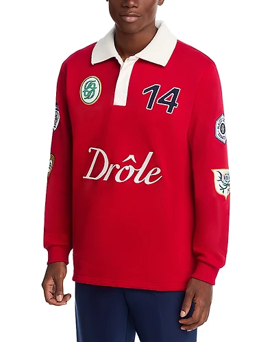 Drole De Monsieur Men's Logo Graphic Polo Racing Shirt