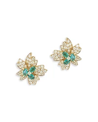 Bloomingdale's Fine Collection Emerald & Yellow Diamond Flower Stud Earrings