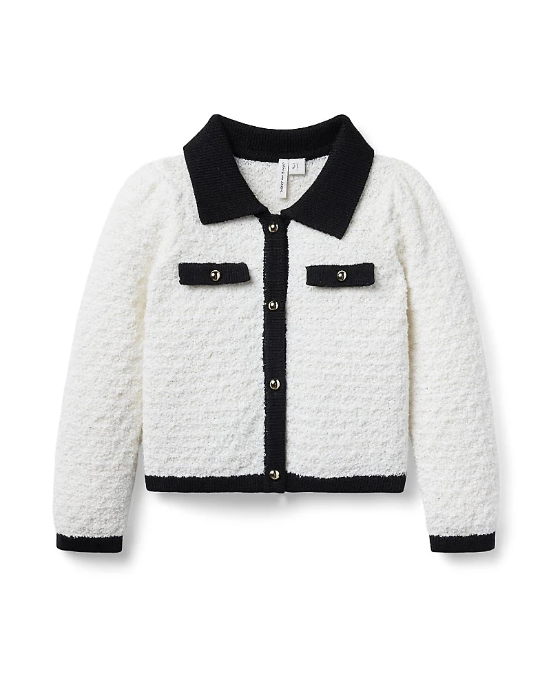 Janie and Jack Girls' The Textured Collared Cardigan - Baby, Little Kid, Big Kid
