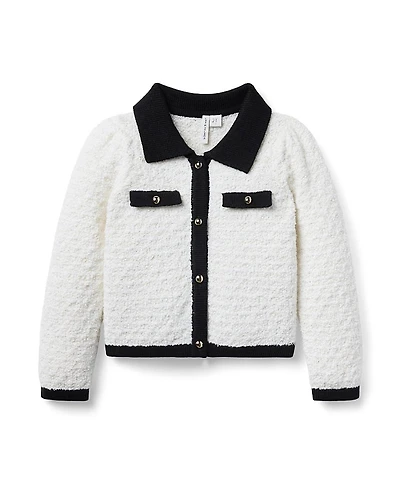 Janie and Jack Girls' The Textured Collared Cardigan - Baby, Little Kid, Big Kid