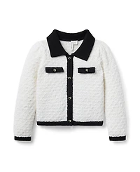 Janie and Jack Girls' The Textured Collared Cardigan - Baby, Little Kid, Big Kid