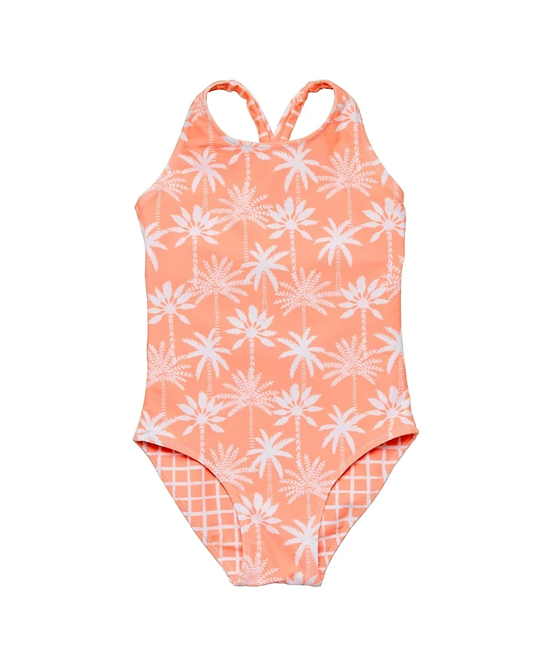 Snapper Rock Girls' Cali Palms Recycled X Back Swimsuit - Little Kid, Big Kid