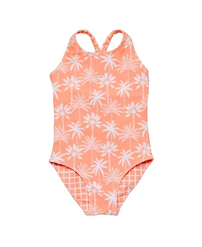 Snapper Rock Girls' Cali Palms Recycled X Back Swimsuit - Little Kid, Big Kid