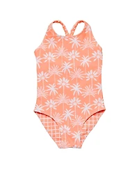 Snapper Rock Girls' Cali Palms Recycled X Back Swimsuit - Little Kid, Big Kid