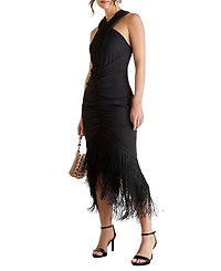 Coast Fringe Hem Cross Neck Midi Dress