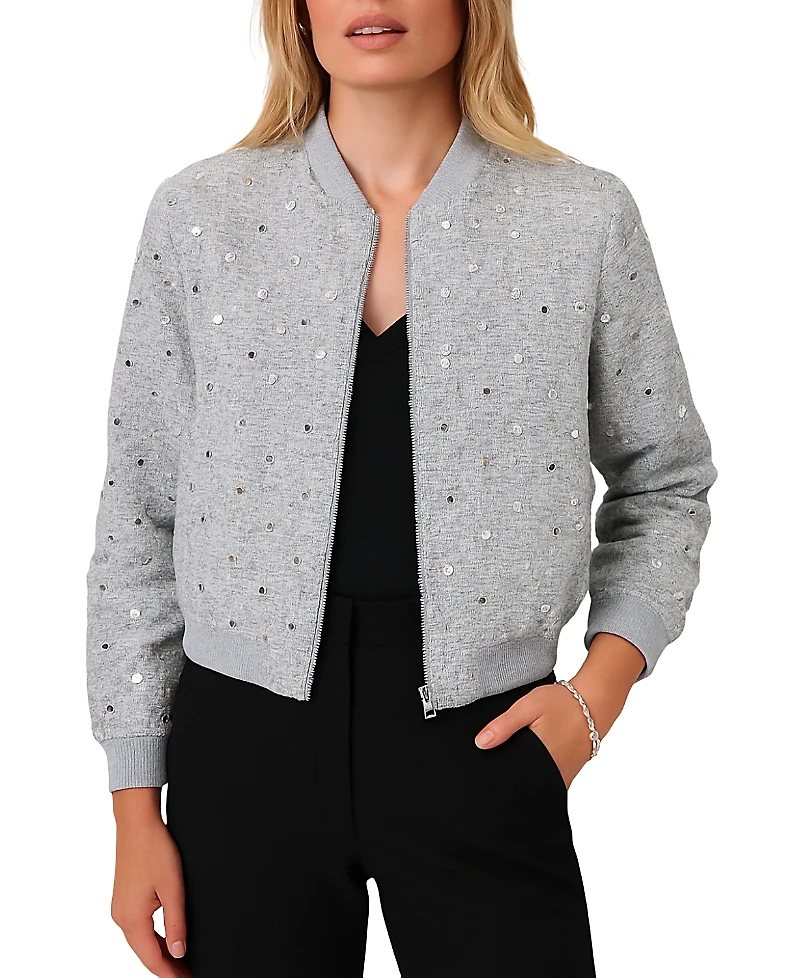 Mint Velvet Women's Sequin Boucle Bomber