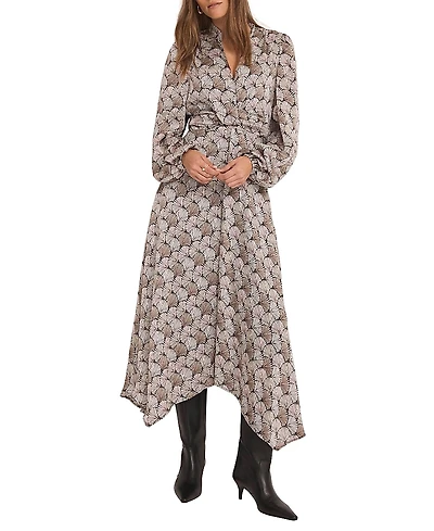 Mint Velvet Women's Geo Long Sleeve Print Midi Dress