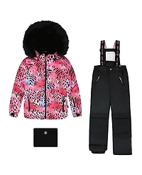 Deux par Girls' Two-Piece Play Snowsuit with Jacket and Solid Pant - Big Kid