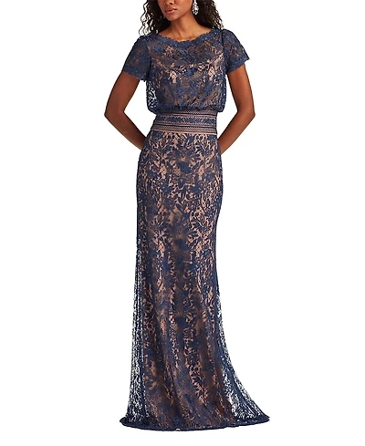 Tadashi Shoji Calista Embroidered Blouson Gown