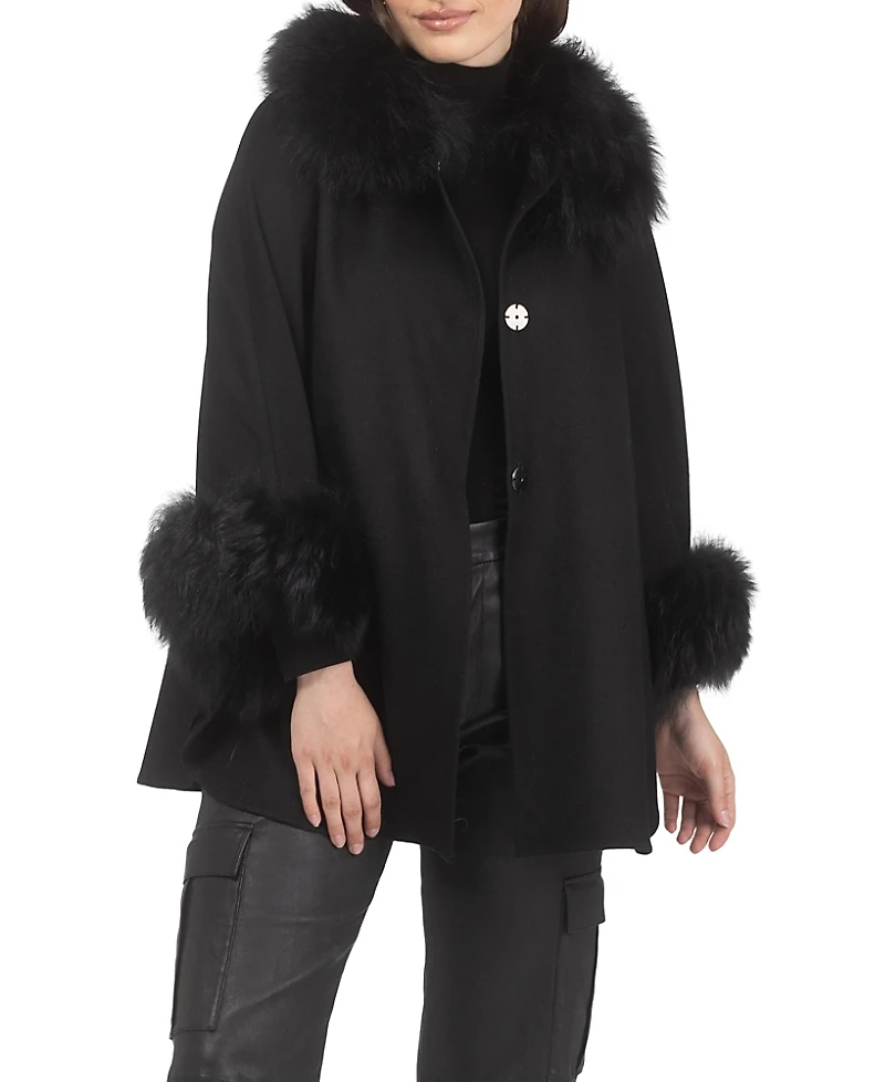 Gorski Select Wool Cape with Lamb Collar and Cuffs