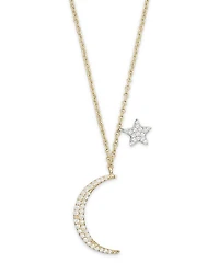 Diamond Moon Necklace in 14K Yelliow Gold, .22 tcw, 16"