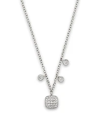 Meira T 14K White Gold Square Pave Diamond Disc Necklace, 16