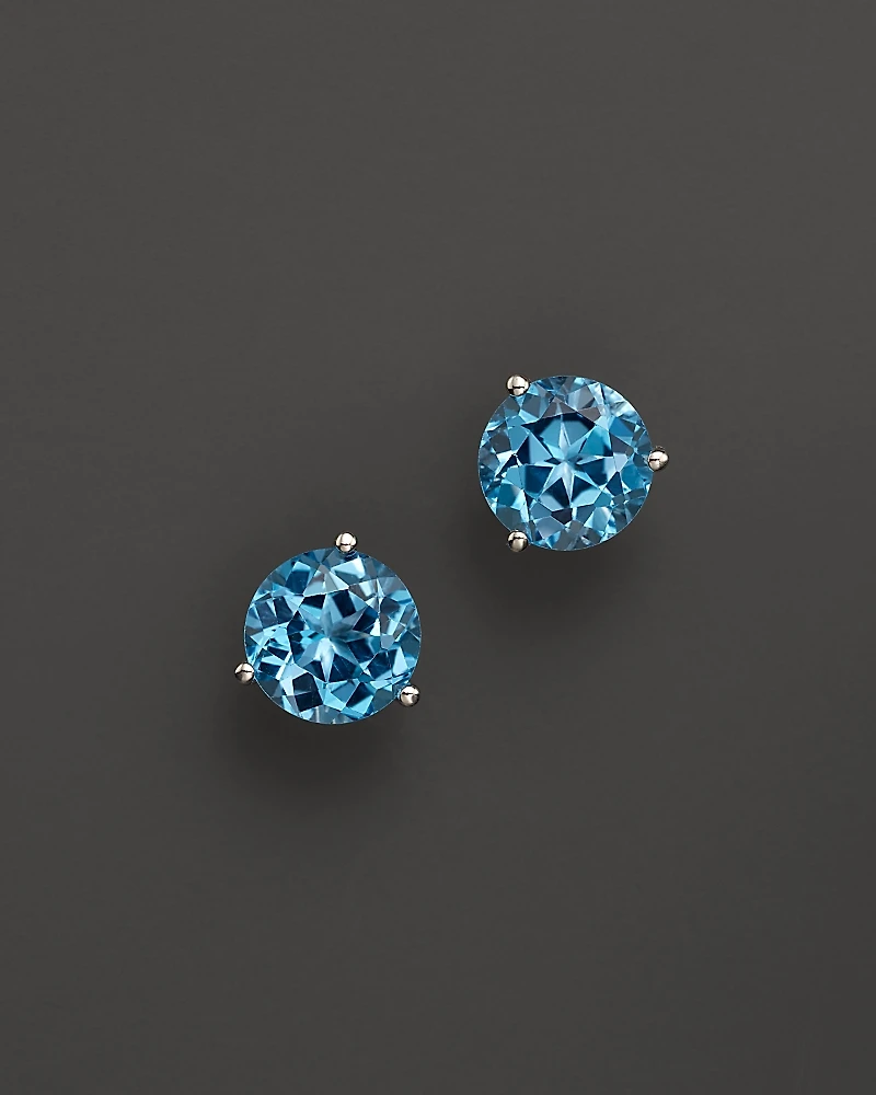 Blue Topaz Round Earrings