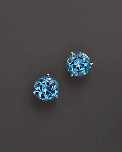 Blue Topaz Round Earrings