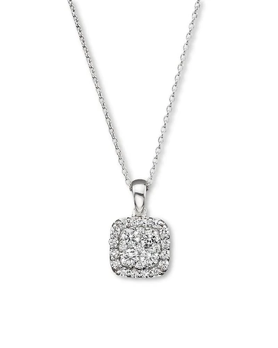 Diamond Cluster Pendant Necklace in 14K White Gold, 0.50 tcw