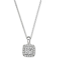 Diamond Cluster Pendant Necklace in 14K White Gold, 0.50 tcw