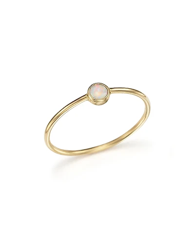 Zoe Chicco 14K Gold Thin Ring with a Bezel Set Round Opal
