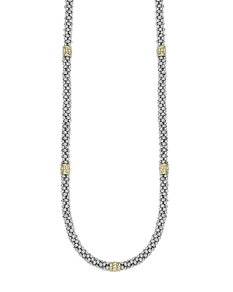 LAGOS Signature Caviar Sterling Silver & 18K Gold Rope Necklace, 16"