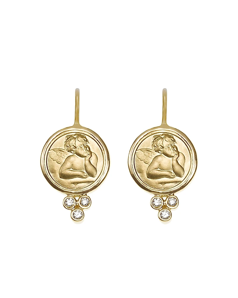 Temple St. Clair 18K Yellow Gold Angel Earrings with Diamonds