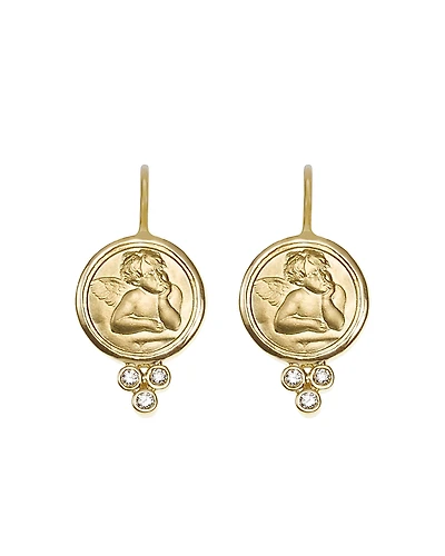 Temple St. Clair 18K Yellow Gold Angel Earrings with Diamonds