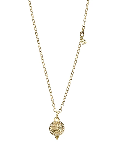 Temple St. Clair 18K Gold 10mm Angel Pendant with Diamond Pave