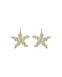 Temple St. Clair 18K Yellow Gold Sea Star Earrings with Royal Blue Moonstone and Diamonds