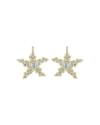 Temple St. Clair 18K Yellow Gold Sea Star Earrings with Royal Blue Moonstone and Diamonds, .17 tcw