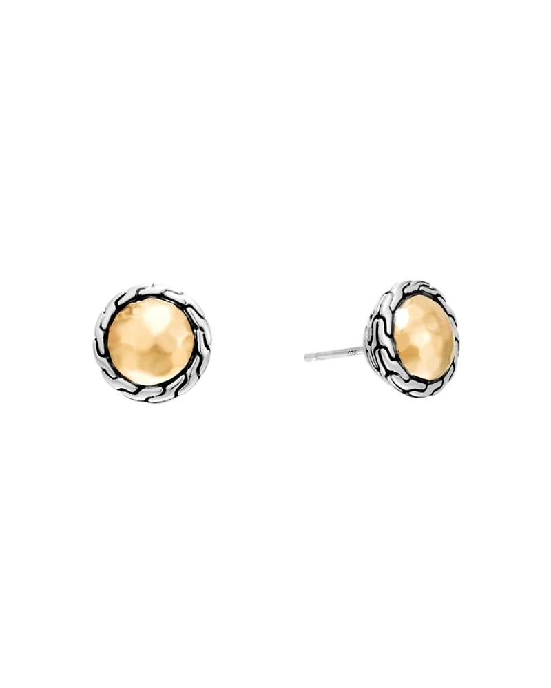 Classic Chain Gold & Silver Round Stud Earrings