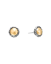 Classic Chain Gold & Silver Round Stud Earrings