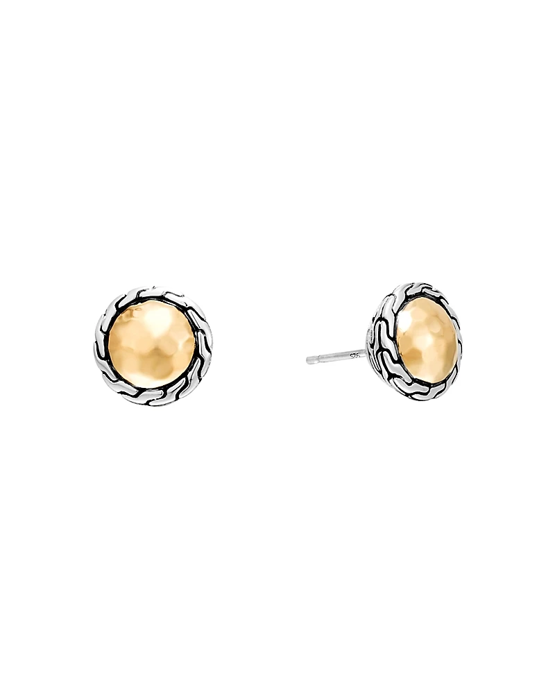 John Hardy Classic Chain Gold & Silver Round Stud Earrings