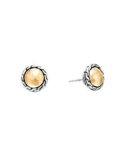 John Hardy Classic Chain Gold & Silver Round Stud Earrings