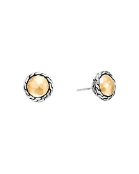John Hardy Classic Chain Gold & Silver Round Stud Earrings