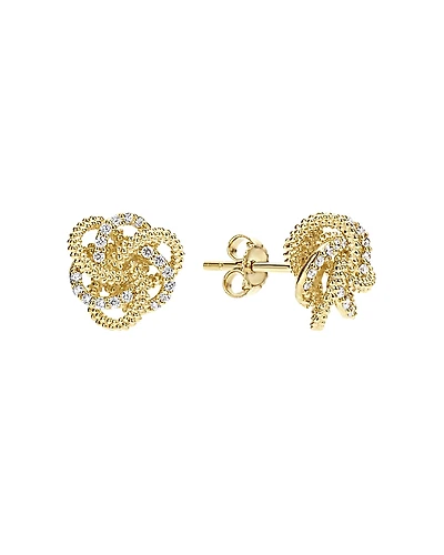 Lagos 18K Yellow Gold Love Knot Stud Earrings with Diamonds