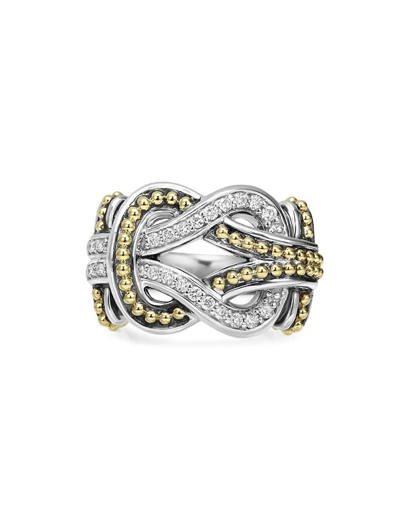 LAGOS Sterling Silver and 18K Gold Newport Diamond Ring