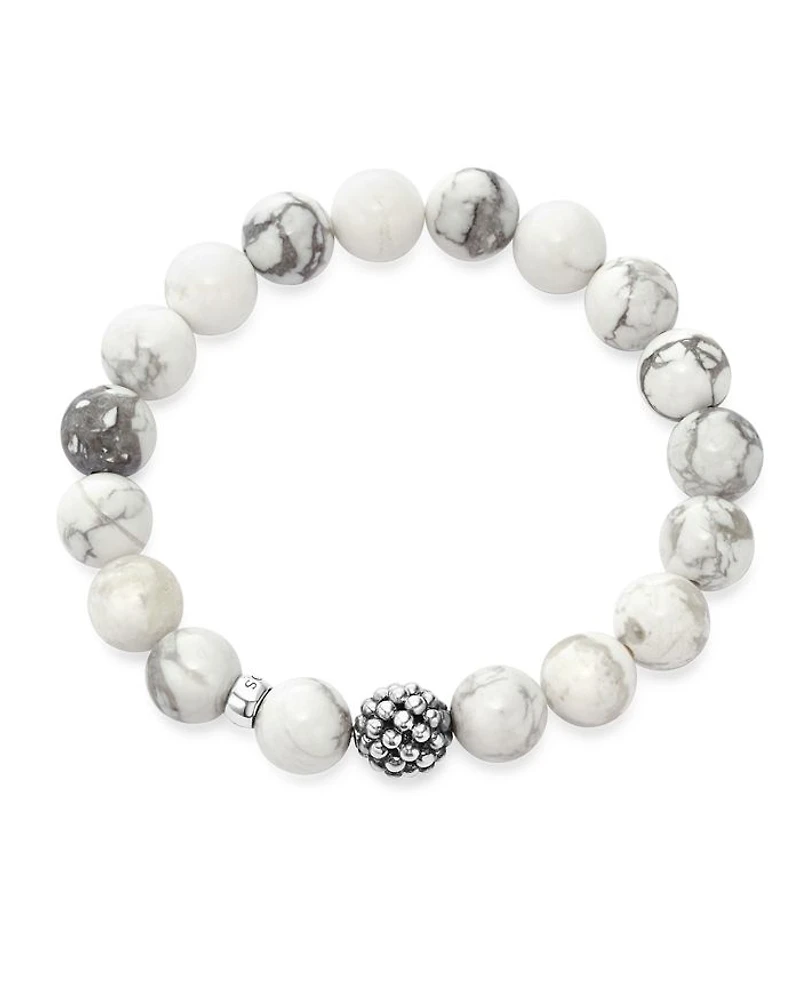 Sterling Silver Maya Ball Beaded Howlite Bracelet, 10mm