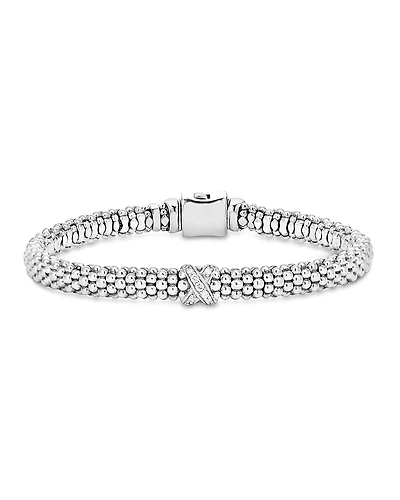 Lagos Sterling Silver Embrace Collection Rope Bracelet with Diamonds