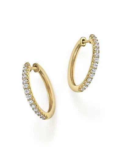 Diamond Hoop Earrings in 14K Yellow Gold, .40 tcw - Exclusive