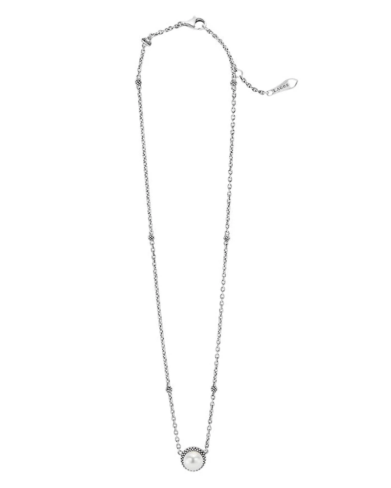 LAGOS Luna Sterling Silver & Cultured Freshwater Pearl Pendant Necklace, 16"