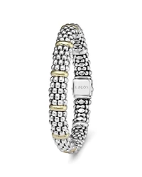 Sterling Silver & 18K Yellow Gold Caviar Beaded Oval Bracelet
