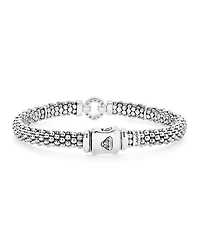 18K Gold and Sterling Silver Caviar and Diamonds Rope Bracelet, 6mm