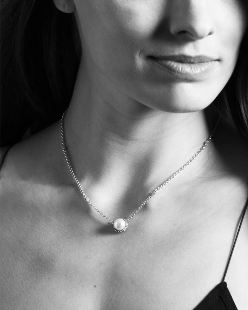 LAGOS Luna Sterling Silver & Cultured Freshwater Pearl Pendant Necklace, 16"