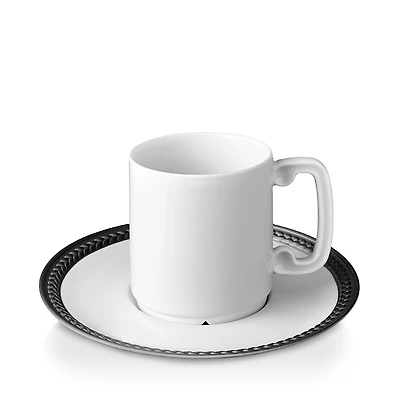 L'Objet Soie Tressee Black Espresso Cup and Saucer