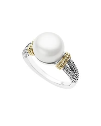 Lagos 18K Gold and Sterling Silver Luna Ring with Cultured Freshwater Pearl
