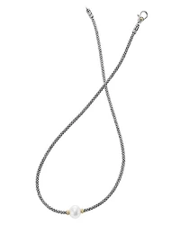 18K Gold and Sterling Silver Luna Rope Necklace with Cultured Freshwater Pearl, 16"