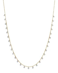 14K White and Yellow Gold Diamond Bezel Dangle Necklace, 15"