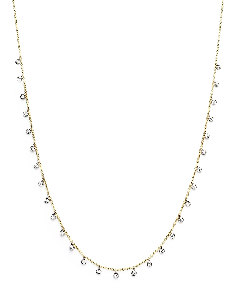 Meira T 14K Yellow and White Gold Diamond Bezel Dangle Necklace, 15