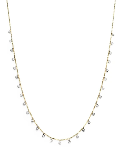 Meira T 14K Yellow and White Gold Diamond Bezel Dangle Necklace, 15