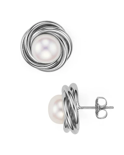 Bloomingdale's Fine Collection Sterling Silver and Cultured Freshwater Pearl Knot Stud Earrings