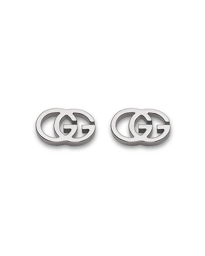 Gucci 18K White Gold Running G Stud Earrings