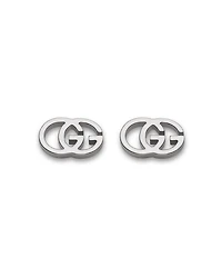 Gucci 18K White Gold Running G Stud Earrings